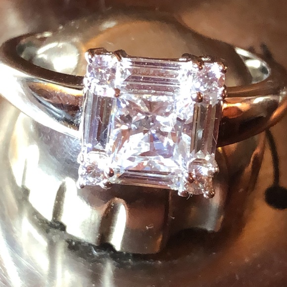 Sterling Silver Cubic Zirconia Baguettes Ring - Picture 2 of 11